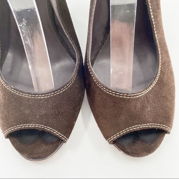 Michael Kors Brown Suede Slingback Wedge Size 8.5 - Picture 6 of 10